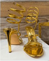 Dakota Open-Toe Gold Evening Sandals
