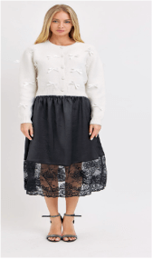 Florence Grosgrain Bow Cardigan - Black/White