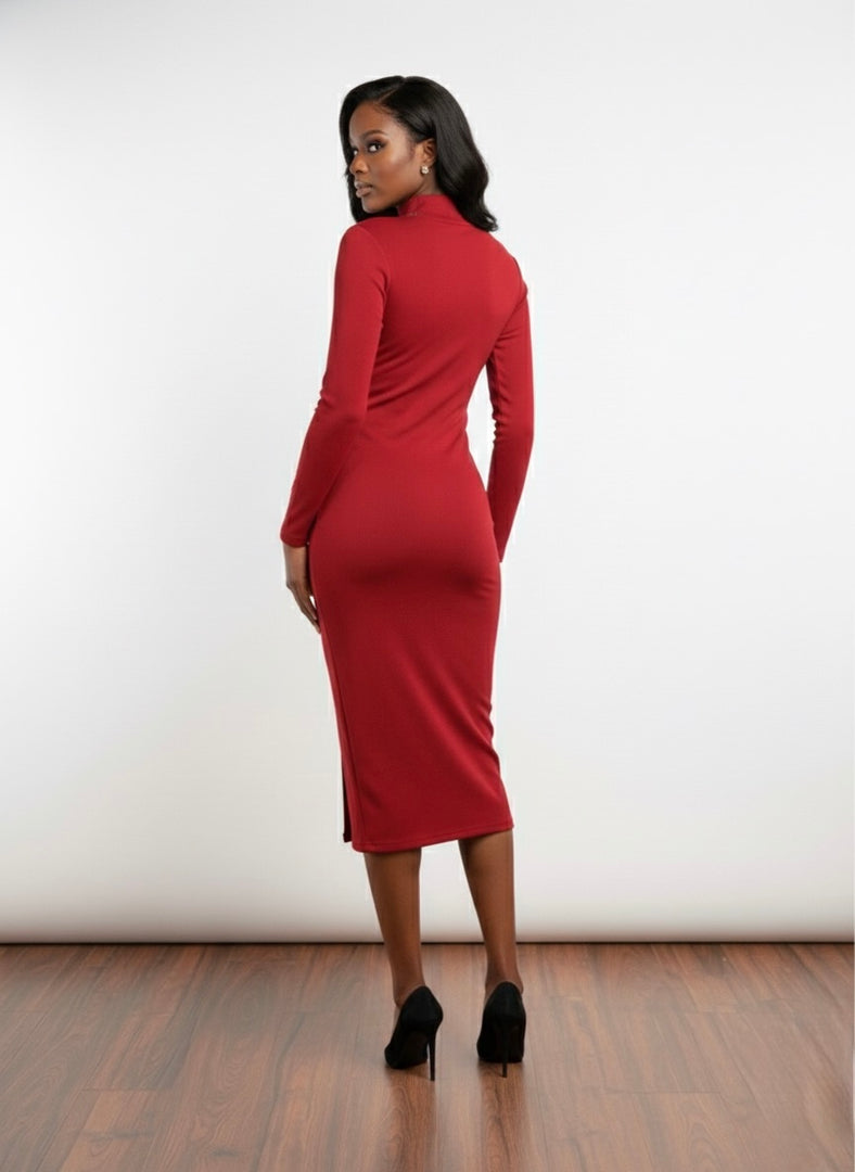 Crimson Command Midi Dress