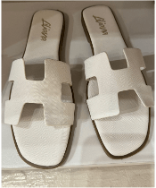 Josefina Open-Toe Saffiano Leather Sandals – White