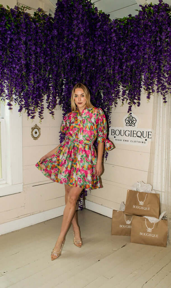 Linda Floral Belted Shirt Dress - Floral