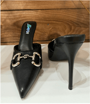 Nicole Pointed-Toe Low Heel Pumps – Black