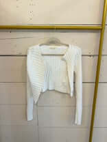Raquel One-Button Knit Sweater – White