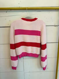 Carolina Striped Knit Sweater – Pink