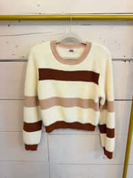 Katherine Striped Knit Sweater – Khaki