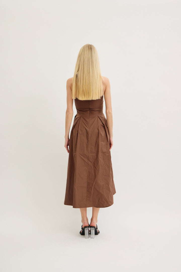Melissa Brown Halter Neck Midi Dress
