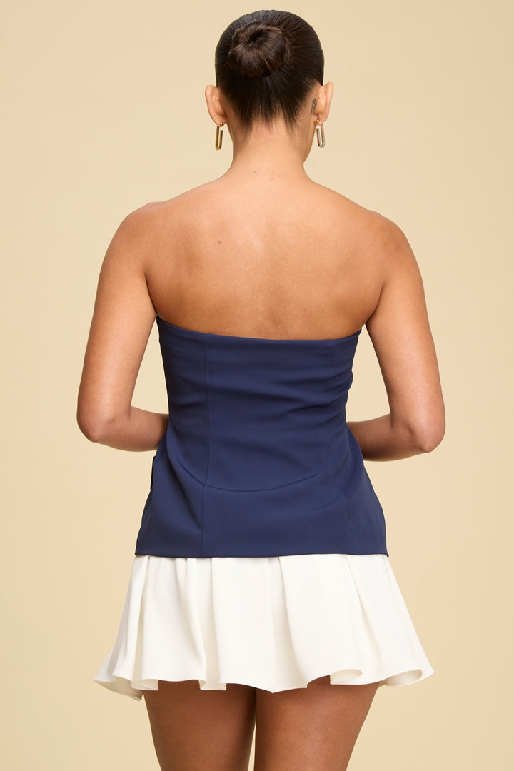 Carol Navy Pleat Blazer Romper